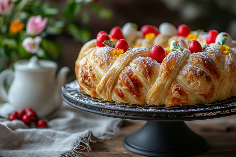 Катнаунц &mdash; пасхальный венок на сдобном тесте: мягкий и воздушный, хранится до недели