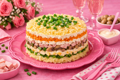 Отошла от старых салатов, попробовала &laquo;Шампань&raquo;: ну просто бомбическое сочетание простых продуктов