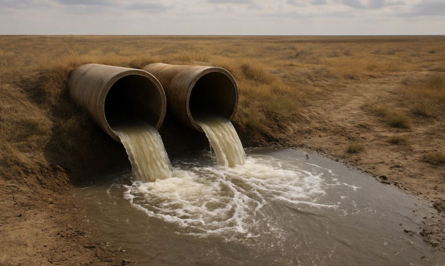В Атырау ТОО сбросило сточные воды без разрешения. Суд подтвердил: трубы — их