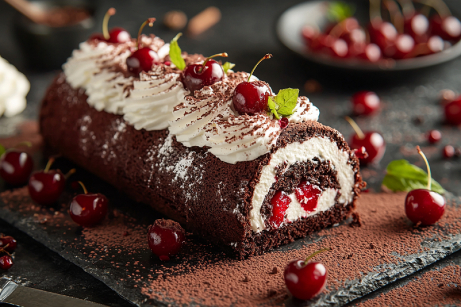 Не десерт, а чудо: готовлю &laquo;Черный лес&raquo; вместо Наполеона и Медовика &mdash; нежный рулет к празднику и чаепитию